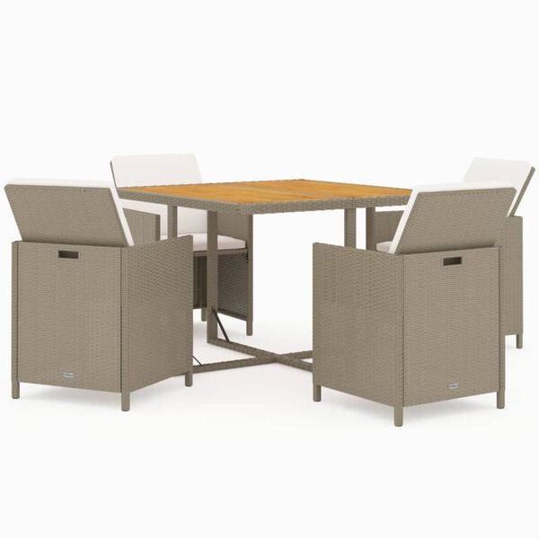 vidaXL Set comedor de jardín 5 pzas con cojines ratán sintético beige