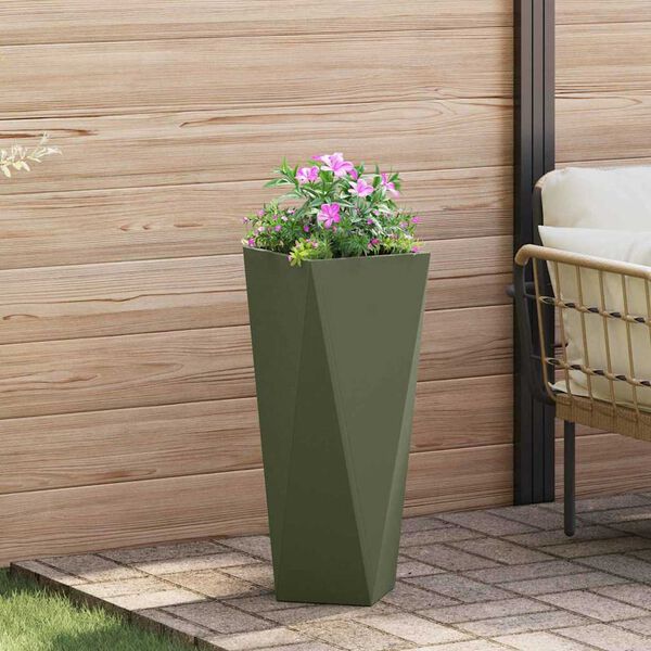 vidaXL Jardinera Verde Oliva 30 x 30 x 75 cm Acero