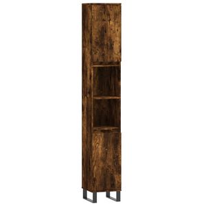 vidaXL Armario de ba&ntilde;o madera contrachapada roble ahumado 30x30x190 cm