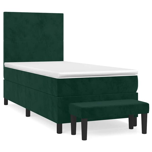 vidaXL Cama box spring con colch&oacute;n terciopelo verde oscuro 90x190 cm
