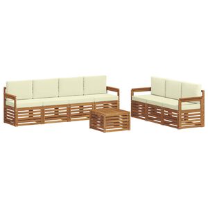 vidaXL Juegos de sof&aacute;s 8 pcs Natural y Crema Madera de Acacia S&oacute;lida