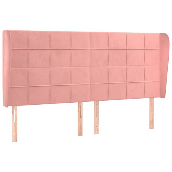 vidaXL Cabecero con orejas de terciopelo rosa 163x23x118/128 cm