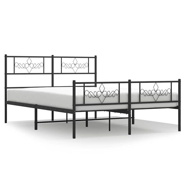 vidaXL Estructura cama sin colchón con estribo metal negro 135x190 cm