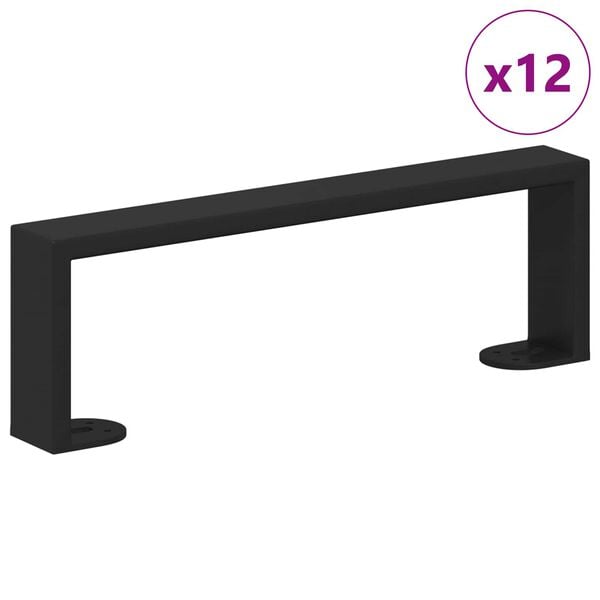 vidaXL Patas de Muebles 12 pcs Negro 31,1 x 4 x 10 mm Hierro
