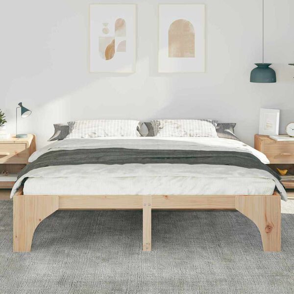 vidaXL Estructura de cama Marrón 200 x 200 cm Madera maciza de pino