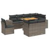 vidaXL Set de muebles de jard&iacute;n 9 pzas y cojines rat&aacute;n sint&eacute;tico gris