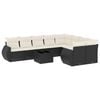 vidaXL Set de sof&aacute;s de jard&iacute;n 10 pzas cojines rat&aacute;n sint&eacute;tico negro