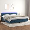 vidaXL Cama box spring colch&oacute;n y LED terciopelo azul oscuro 200x200 cm
