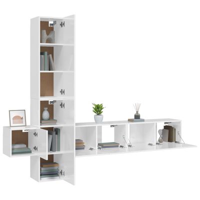 vidaXL Set de muebles de TV 5 pzas madera contrachapada blanco brillo