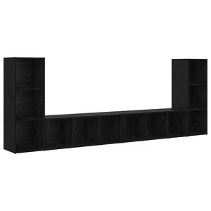 vidaXL Conjunto de mueble de TV 4 pcs Roble Negro 37 x 35 x 107 cm