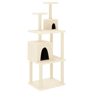 vidaXL Rascador para gatos con postes de sisal color crema 167 cm