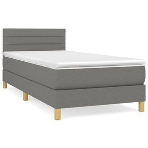 vidaXL Cama box spring con colch&oacute;n tela gris oscuro 80x200 cm