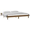 vidaXL Estructura de cama con LED madera maciza marr&oacute;n miel 160x200 cm