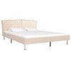 vidaXL Cama con colch&oacute;n viscoel&aacute;stico tela beige 180x200 cm