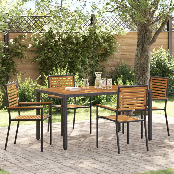 vidaXL Conjunto de Comedor de Jard&iacute;n 5 pcs Negro y Marr&oacute;n