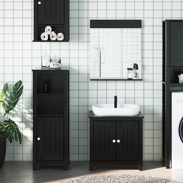 vidaXL Juego de muebles de baño BERG 3 pzas madera maciza pino negro