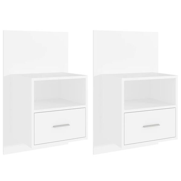 vidaXL Mesitas de noche de pared 2 unidades blancas