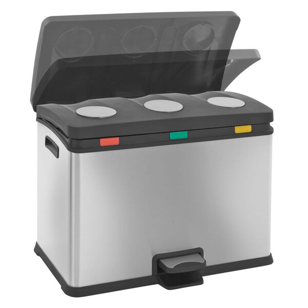 EKO Cubo de basura de pedal Rejoice 3x12 L plateado mate
