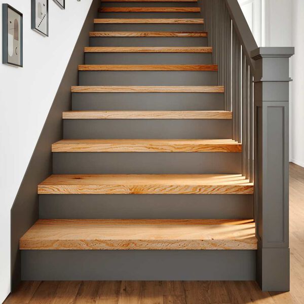 vidaXL Pelda&ntilde;os de escalera 2 uds madera maciza roble marr&oacute;n claro