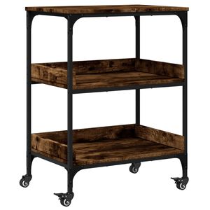 vidaXL Carrito de cocina madera ingenier&iacute;a roble ahumado 60x41x80,5 cm