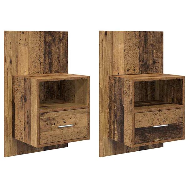 vidaXL Armario de Noche con caj&oacute;n 2 pcs Madera vieja 50 x 32.5 x 80cm
