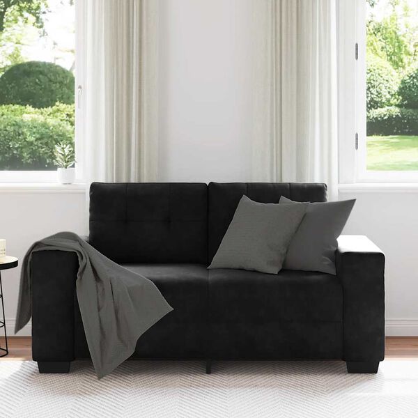 vidaXL Sofá Loveseat Terciopelo Negro 120 cm