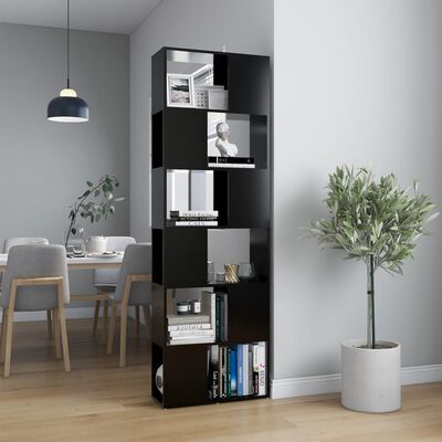 vidaXL Librería separador madera contrachapada negro 60x24x186 cm