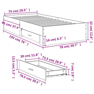 vidaXL Estructura cama con cajones madera ingeniería blanca 180x200 cm