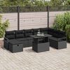 vidaXL Conjunto de sof&aacute; de jard&iacute;n con coj&iacute;n 9 pcs Negro Polirat&aacute;n