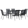 vidaXL Juego de comedor para jard&iacute;n 7 piezas acero y textilene negro