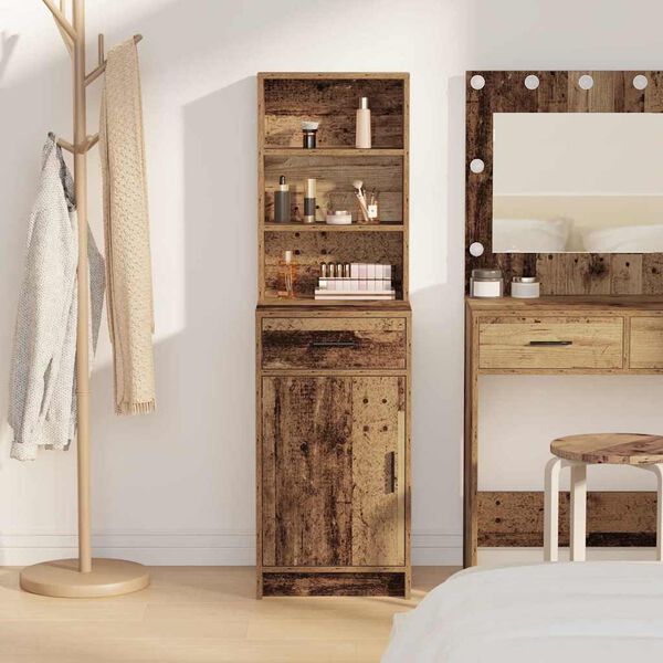 vidaXL Aparador alto con cajón Madera vieja 40 x 40,5 x 135 cm