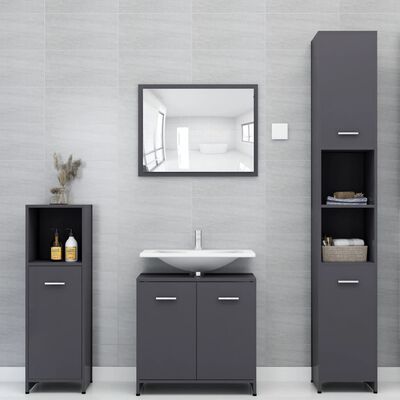 vidaXL Conjunto de muebles de baño 3 piezas aglomerado gris