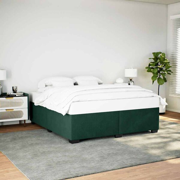 vidaXL Estructura cama sin colch&oacute;n terciopelo verde oscuro 180x200 cm