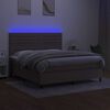 vidaXL Cama box spring colchón y luces LED tela gris taupe 160x200 cm