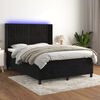 vidaXL Cama box spring colch&oacute;n y LED terciopelo negro 140x190 cm