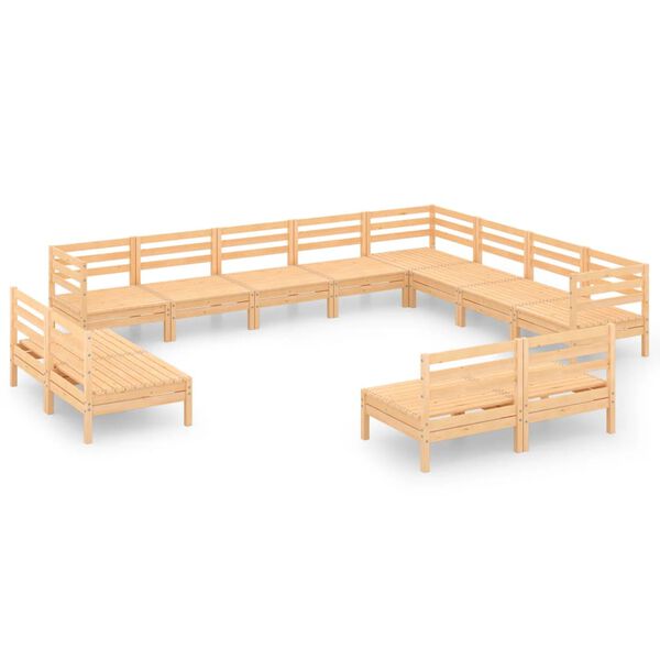vidaXL Juego de muebles de jard&iacute;n 12 piezas madera maciza de pino