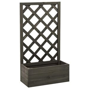 vidaXL Jardinera enrejada de jard&iacute;n madera abeto gris 50x25x90 cm