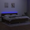 vidaXL Cama box spring con colch&oacute;n LED tela marr&oacute;n oscuro 200x200 cm