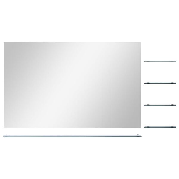 vidaXL Espejo de pared con 5 estantes plateado 100x60 cm