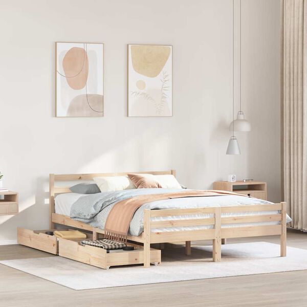 vidaXL Estructura de cama sin colch&oacute;n madera maciza de pino 160x200 cm