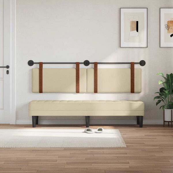 vidaXL Cabecera Colgante Liso Crema 170 x 55 x 5 cm PU antiguo