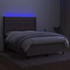 vidaXL Cama box spring colch&oacute;n y luces LED tela gris taupe 140x200 cm