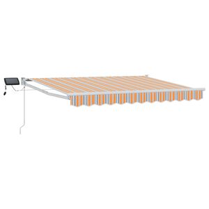 vidaXL Toldo manual retr&aacute;ctil con LEDs Azul y Naranja 3 x 2,5 m