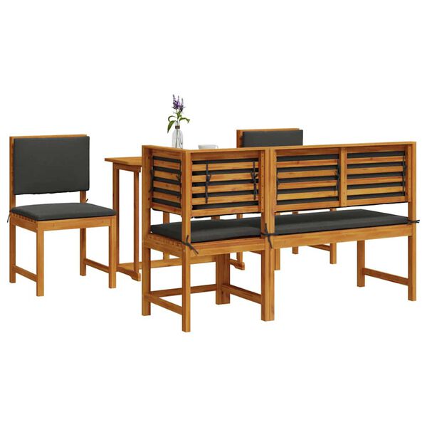 vidaXL Juego Bistro de Jardín 4 pcs Marrón madera maciza de acacia