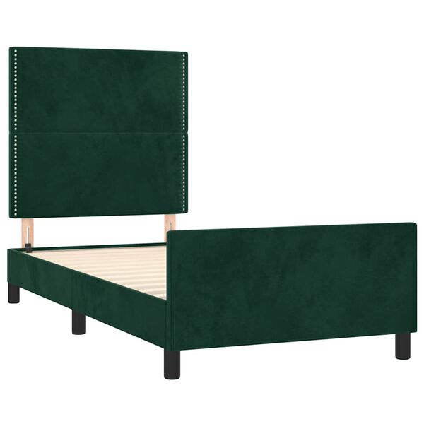 vidaXL Estructura de cama sin colch&oacute;n terciopelo verde oscuro 90x200cm