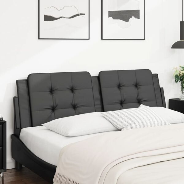 vidaXL Cabecero de cama acolchado Zadar cuero sint&eacute;tico negro 160 cm
