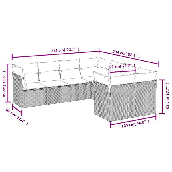 vidaXL Juego de sof&aacute;s de jard&iacute;n con cojines beige 8 pzas rat&aacute;n PE