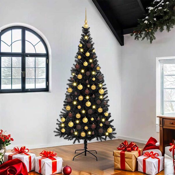 vidaXL &Aacute;rbol de Navidad con 300 LED con soporte Negro 180 cm PVC