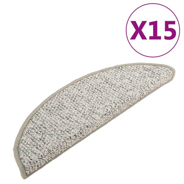 vidaXL Alfombras de pelda&ntilde;os de escalera 15 uds gris claro 56x17x3 cm