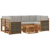 vidaXL Conjunto de sof&aacute;s de exterior 7 uds. Natural y Gris Claro